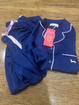 Nuevo con etiquetas Peter Alexander Azul Marino Rosa Bordes Satinado Invierno Set - TALLA S (SIN Caja) Foto 1 de 2