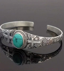 Türkis Silber Kreuz Manschettenarmband - Bild 1 von 1