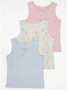 Girls Peppa Pig Vest Underwear Pink Blue Cream 3 Pack 5-6 Years - Picture 1 of 4