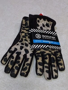 Isotoner Signature Women’s Gloves Smart Touch Leopard Black M/L New - Picture 1 of 5