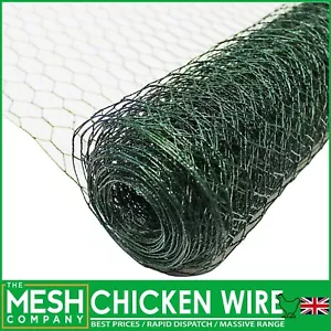 More details for green pvc chicken wire netting mesh net rabbit aviary fence 5m &amp; 10m rolls