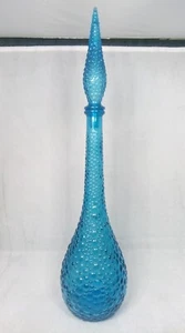 Empoli Hobnail Glass Rare Blue Azzurro Genie Bottle 1950s large - Picture 1 of 11