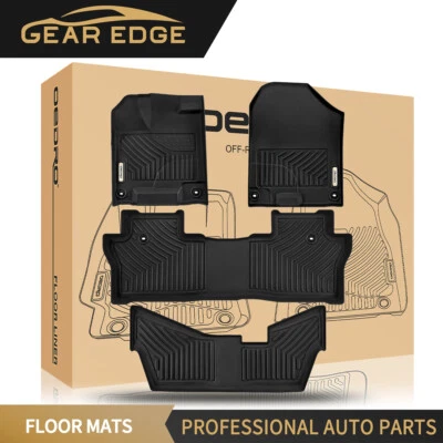 Floor Mats +3rd Row Liners Set For 2016-2022 Honda Pilot 8 Passenger All Weather - Imagem 1 de 4