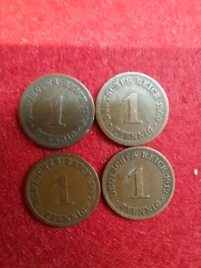 4 x 1 Pfennig Deutsches Reich 1900 A,1900 D, 1907 A, 1912 A - Bild 1 von 2
