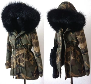 Camouflage Military Parka Militär Jacke Army Mantel Winterjacke Pelz Fell S 36 - Bild 1 von 16