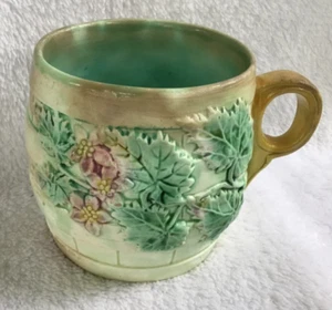 Antique Majolica Mug  Floral & Leaf Design - Picture 1 of 4