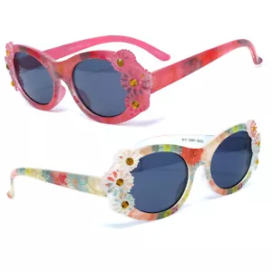 Kid's Fashion Flower Oval Durable Sunglasses Flower Girls Cute Children's UV400 - Picture 1 of 17