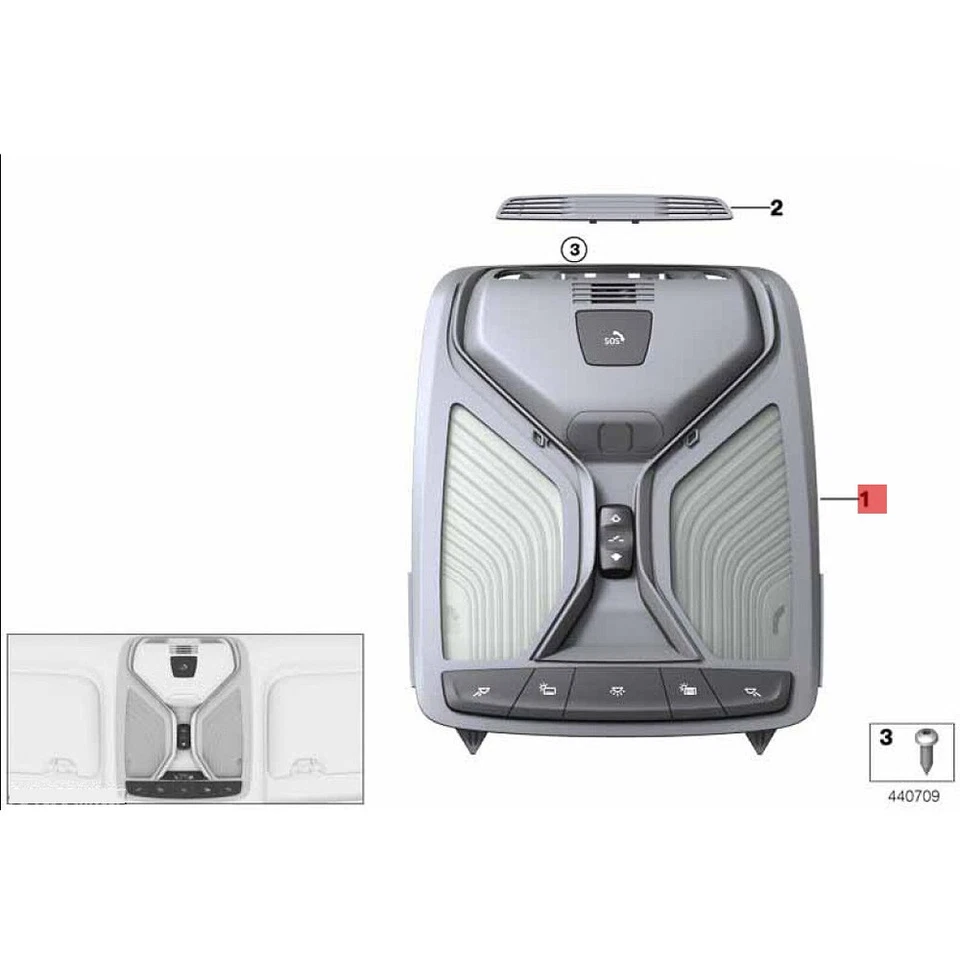 NEW FOR BMW 530e,530iX, 540iX, X3, X4 interior light function center Roof OEM US Foto 1 de 4