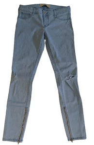 Hollister Super Skinny Blue Distressed Jeans Ankle Zip Gr. 3 26W Stretch 26x28 - Bild 1 von 15