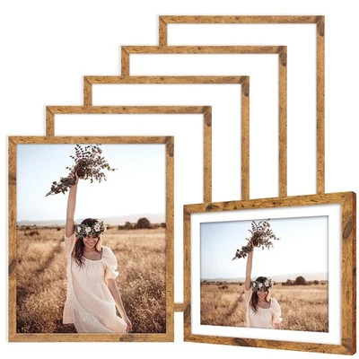 11x14 Picture Frames Set of 6,Display Photos 8x10 with Mat or 11x14 without M... - Image 1 of 4