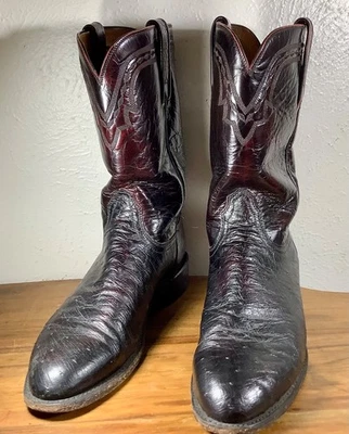 Botas Lucchese Para Hombre Suave Avestruz Rojo Cereza 9.5 D Foto 1 de 4