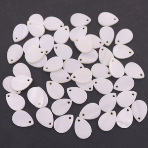 50PCS Natural White Shell Mother of Pearl Teardrop Loose Beads Jewelry 9mmX13mm - Picture 1 of 9