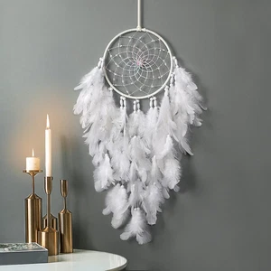 Beste weiße Federn Traumfänger Wandbehang elegante Kunst Raumdekoration für - Bild 1 von 11
