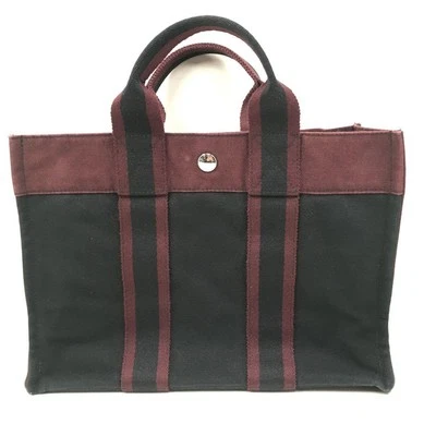 Mini Bolso de Mano Hermes Fooltoe PM Lona Borgoña Foto 1 de 4