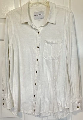 Camisa Top Lola River Mujer XL Blanca Manga Larga Con Botones Foto 1 de 4