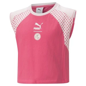 Puma Miraculous X Crew Neck Sleeveless T-Shirt Youth Girls Pink Casual Tops 5386 - Picture 1 of 2