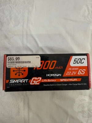 Spektrum SPMX186S50 22.2V 1800mAh 6S 50C Smart G2 LiPo Battery: IC3 HH - Image 1 of 4