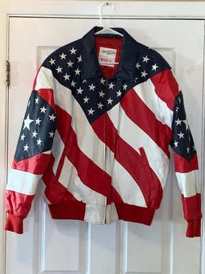 VINTAGE AMERICAN FLAG MICHAEL HOBEN DIPSET WHERE MI MENS LARGE JACKET - Image 1 of 4