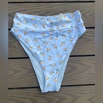 NUEVO CON ETIQUETAS aerie grande alto lindo descarado bikini parte inferior de baño azul floral Foto 1 de 4