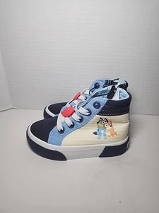 New Bluey boys zip high top shoes sneakers blue toddler Size 8 canvas - Picture 1 of 4