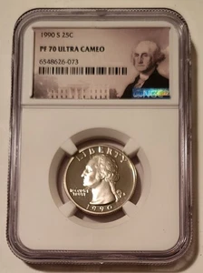 1990 S Washington Quarter Proof PF70 UC NGC Portrait Label - Picture 1 of 2