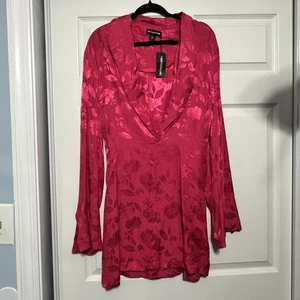 Pretty Little Thing Pink Print Plunge Front Twist Blazer Dress Size 10 NWT - Picture 1 of 15