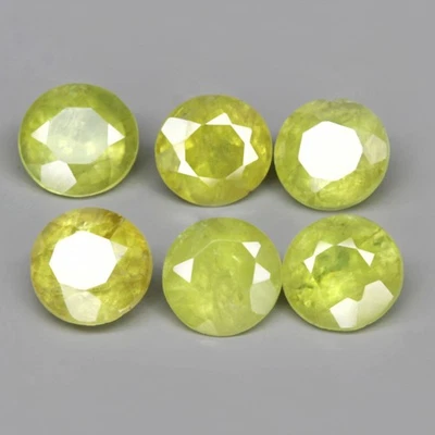 1,44 quilates Piedra preciosa natural esfena verde amarillento redondo Madagascar ¡Fuego flash! Foto 1 de 4