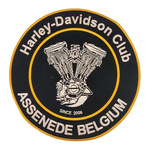 12" Harley Davidson Club Assenede Belgium Motorcycle Embroidered Iron On Patch - Picture 1 of 6