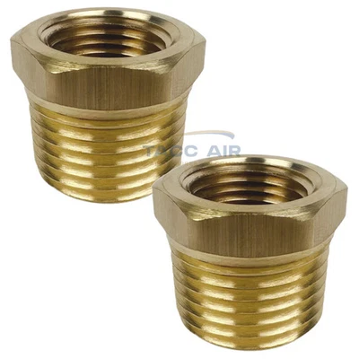 2 PC 1/2" Male x 3/8" Female Hex Reducer Bushing Adapter Pipe Reducing Fitting - Image 1 of 4