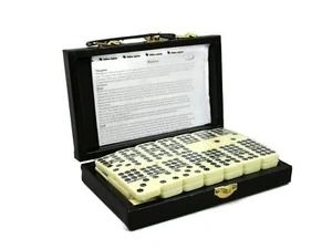 Double 9 Dominoes in Leather Case - Picture 1 of 3
