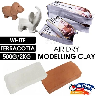 500g/2kg Air Dry Modelling Clay Non-Toxic Craft Art No Kiln White Terracotta AU - image 1 of 3