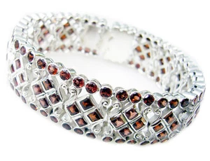 elegant Garnet 925 Sterling Silver Red Bracelet handcrafted US gift - Picture 1 of 1