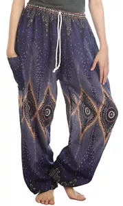 LOFBAZ Harem Pants Women Yoga Boho Hippie Bohemian Beach Indian Gypsy Blue 4XL - Bild 1 von 4