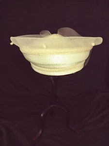 vtg Off White Braid/Netting/Bow Formal Evening Church Hat sz 7" - Picture 1 of 16