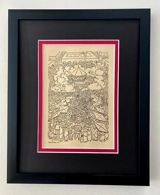 DIEGO RIVERA ORIGINAL 1938 SIGNIERT AUF DEM TELLER GRAVUR ZU GERAHMT FÜR 8X10 $ - Bild 1 von 3