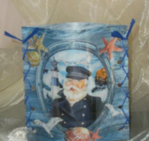 DekoWindlicht Leuchtturm Kapitän Muscheln Tischlicht Mitbringsel Geschenkidee - Bild 1 von 2
