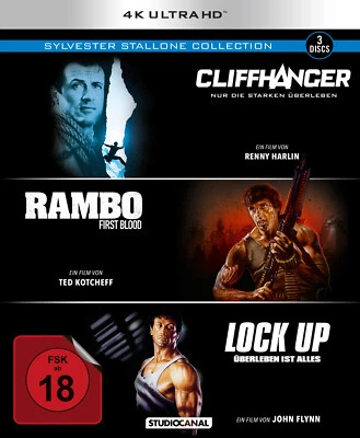 4K Sylvester Stallone Lock Up Rambo Cliffhanger UHD Uncut 3BluRay Box Collection - Image 1 of 2
