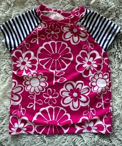 GYMBOREE Short-Sleeve Swim Shirt Girls 6 UV Sun Protection NeonPink & Flowers - Picture 1 of 2