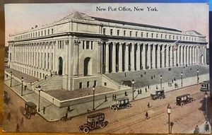 Postal de Nueva York NUEVA OFICINA DE CORREOS GENERAL Vista de artista Coches Pared St Bull? Éxito - Imagen 1 de 2