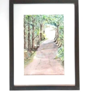 Chemin sous Les Bois Aquarelle Cadre - Picture 1 of 6
