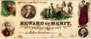 REWARD OF MERIT, ENGRAVED AND HAND COLORED, FOR DILIGENCE AND GOOD BEHAVIOR - Picture 1 of 2