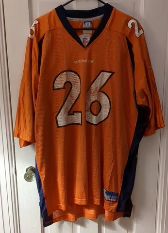 Denver Broncos #26 Clinton Portis NFL Reebok Jersey Mens Size 2XL Vintage Cover