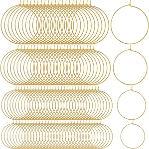 120PCS Earring Beading Hoops for Jewelry Making, 4 Sizes Gold Plated Hoop Earrin - Picture 1 of 7