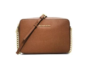 MICHAEL KORS Jet Set East West leather large camera crossbody bag -Luggage/Brown - Picture 1 of 8