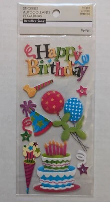 Feliz Cumpleaños Álbumes de Recortes Pegatinas por Recuerdos Globos Pastel Fiesta Sombrero Foto 1 de 2