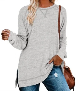 Aokosor Women’s Long Sleeve Sweater Tunic Loose Fit for Leggings Grey Small 2024 - Picture 1 of 5