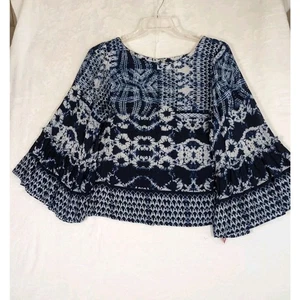Blusa Boho Vintage X America Talla Mediana Batik Mangas Campana Ver Fotos Medidas - Imagen 1 de 12