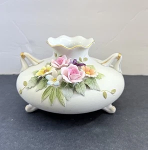 Vintage Vase Lefton China handbemalt Blumenmuster 50er Jahre 3,25"T x 5"W cm - Bild 1 von 5