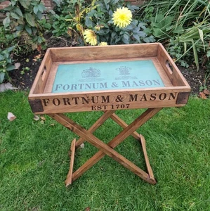 Bandeja de mayordomo de madera Fortnum And Mason 49 cm estilo vintage bandeja encerada desmontable.  - Imagen 1 de 4