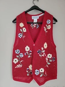 Jantzen Classics Crocheted Vest Embroidered Small Mesh Flounce Femenine Vintage  - Picture 1 of 7